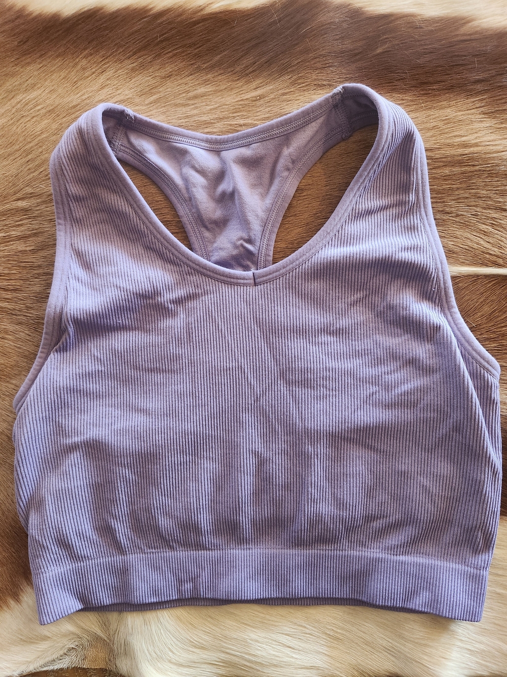 Seamless Ribbed Racerback Bralette - Lavender